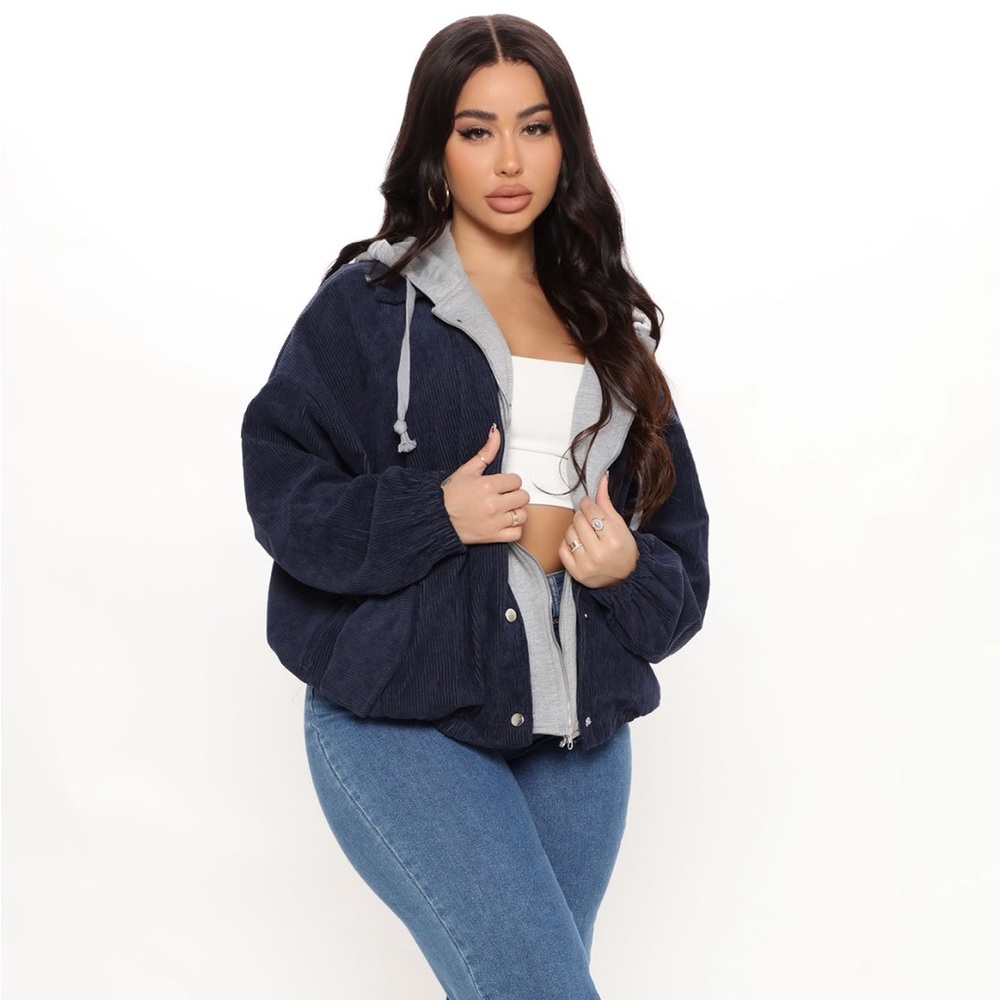 Over sized navy & grey jacket